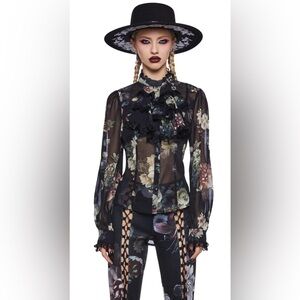 🌙Dolls Kill🌙 I’m no Angel - Chiffon Blouse and Witchery Flared Pants🌙